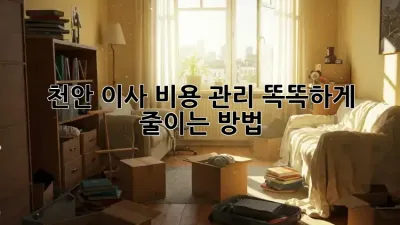 천안 이사 비용 관리: 똑똑하게 줄이는 방법!